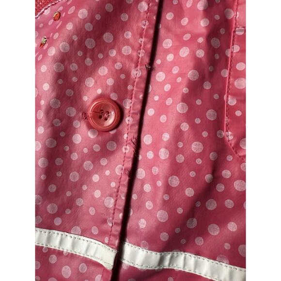 Vtg Y2k Size 6 Strawberry Shortcake Pink Rain Jacket Coat Hood Embroidered Flaws - Picture 6 of 8